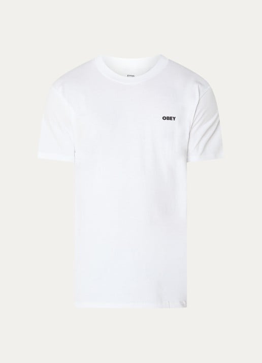Obey Icon 89 T-shirt met logo- en backprint - voorkant 2 wit