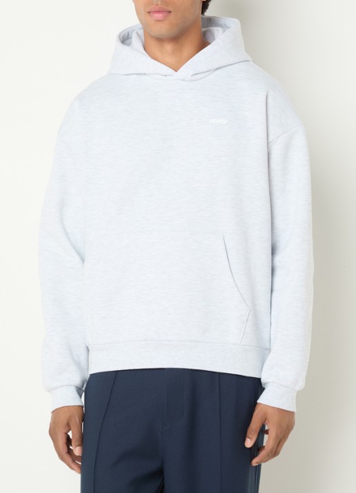 Obey Intercontinental hoodie met logo- en backprint - achterkant grijsmele