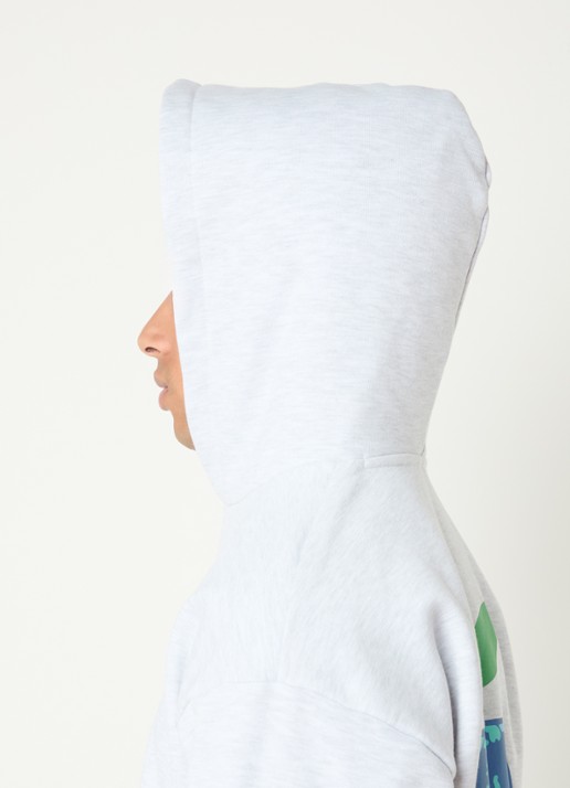 Obey Intercontinental hoodie met logo- en backprint - detail 5 grijsmele