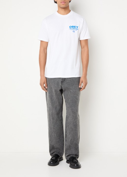 Obey Joy and Pain T-shirt met logo- en backprint - voorkant 4 wit