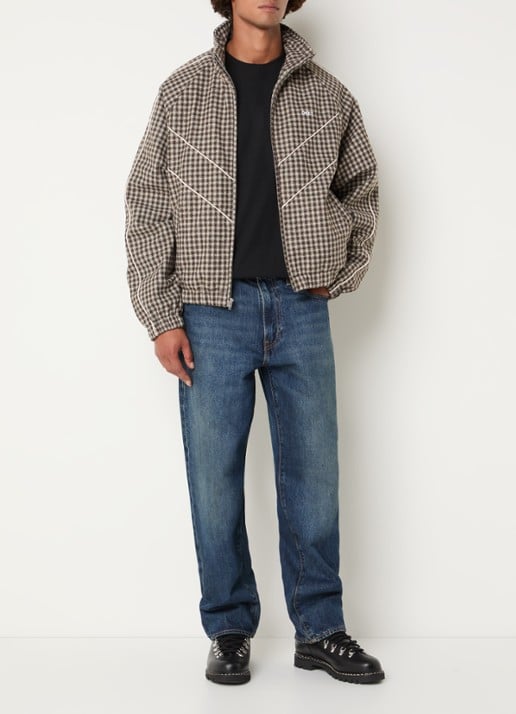 Obey Leisure gewatteerd jack in wolblend met ruitdessin - voorkant 2 beige