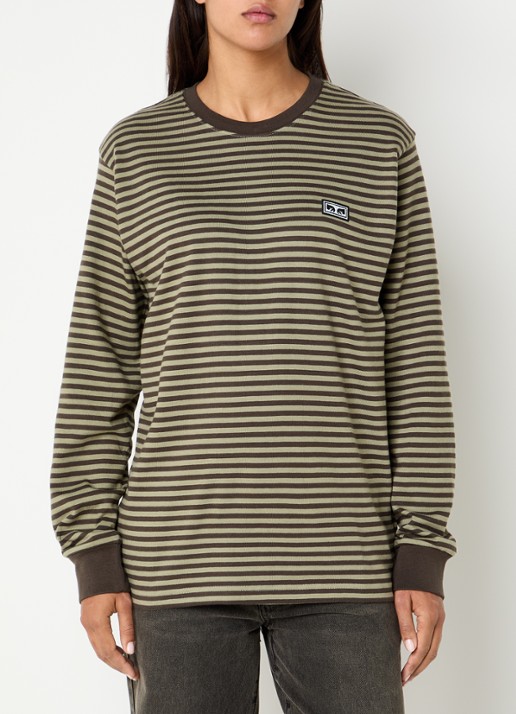 Obey Long sleeve met streepprint en logo