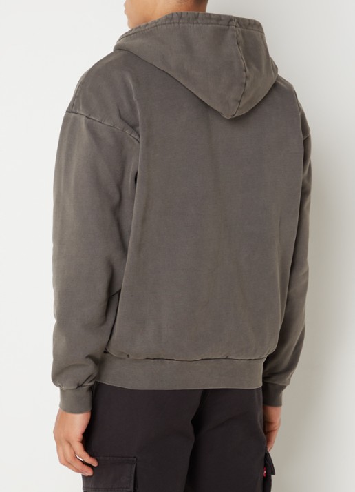 Obey Lowercase sweatvest met logoborduring - achterkant 5 donkergrijs