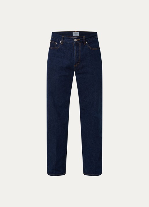 Obey Mid waist straight leg jeans met donkere wassing - voorkant 3 indigo