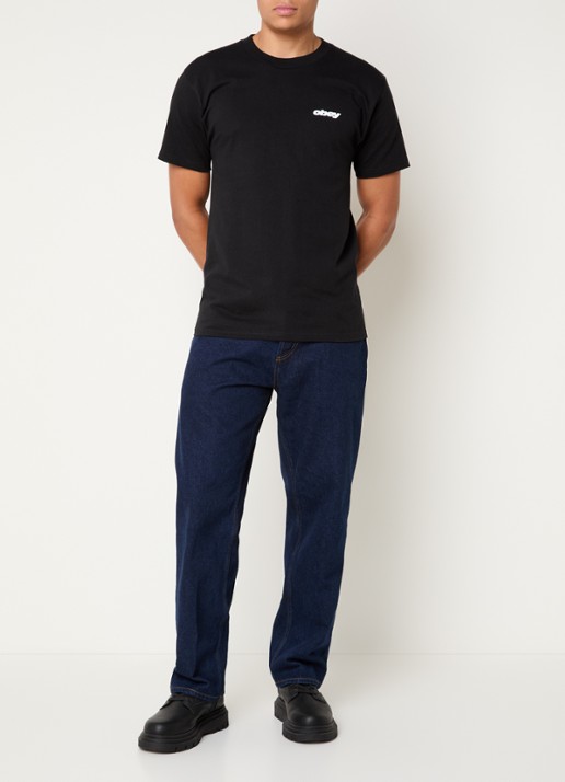Obey Mid waist straight leg jeans met donkere wassing - voorkant 4 indigo