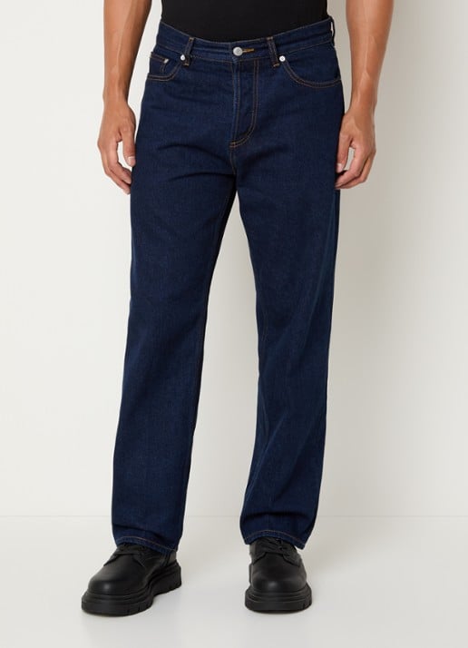 Obey Mid waist straight leg jeans met donkere wassing
