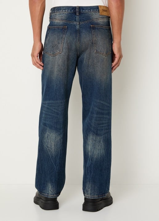 Obey Mid waist straight leg jeans met medium wassing - achterkant 5 indigo