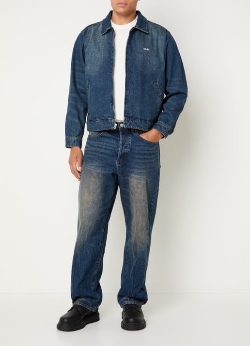 Obey Mid waist straight leg jeans met medium wassing - voorkant 2 indigo
