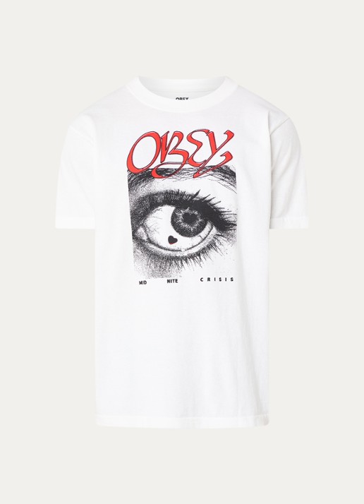 Obey Midnite Crisis T-shirt met print - voorkant 2 wit