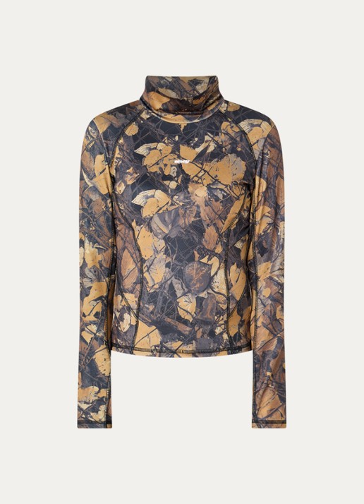 Obey Nalia top met col en print - voorkant 3 okergeel