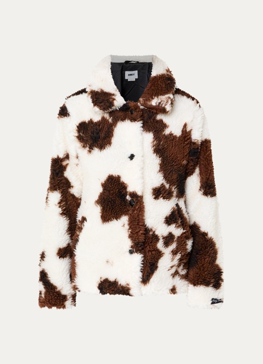 Obey Nolie jas van teddy met steekzakken - voorkant 3 wit
