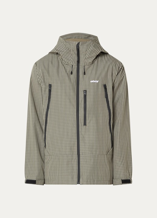 Obey Obsidian windjack met ruitdessin - voorkant 3 legergroen
