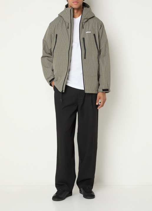 Obey Obsidian windjack met ruitdessin - voorkant 4 legergroen