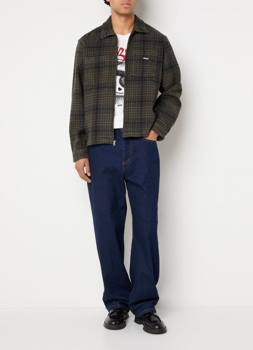 Obey Parker overshirt met ruitdessin - voorkant 3 bronsgroen