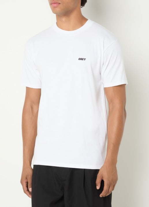 Obey Pastures T-shirt met logo- en backprint - achterkant 2 wit