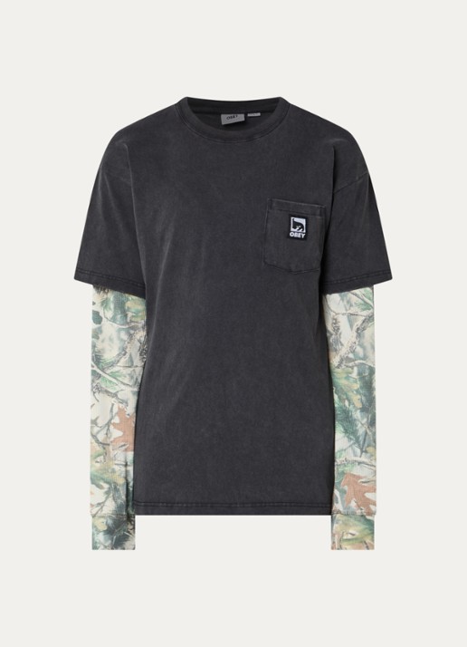 Obey Post longsleeve met camouflageprint - voorkant 2 zwart