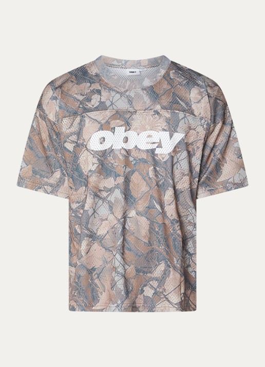 Obey Practice T-shirt met camouflageprint - voorkant 2 beige