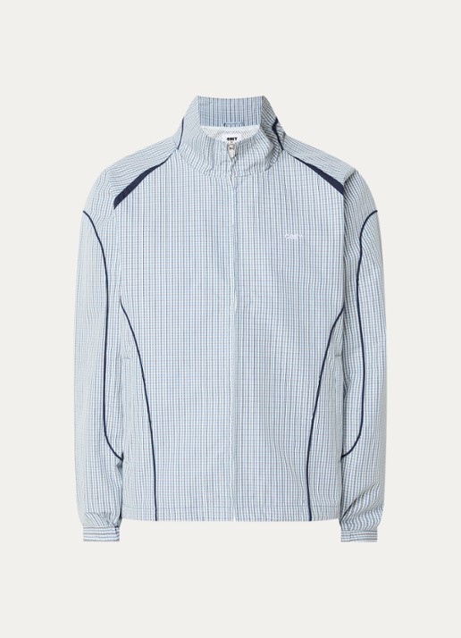 Obey Practice windjack met ruitdessin - voorkant blauw