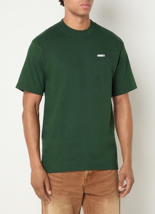 Obey Quarter Eye T-shirt met logoprint - achterkant 2 donkergroen