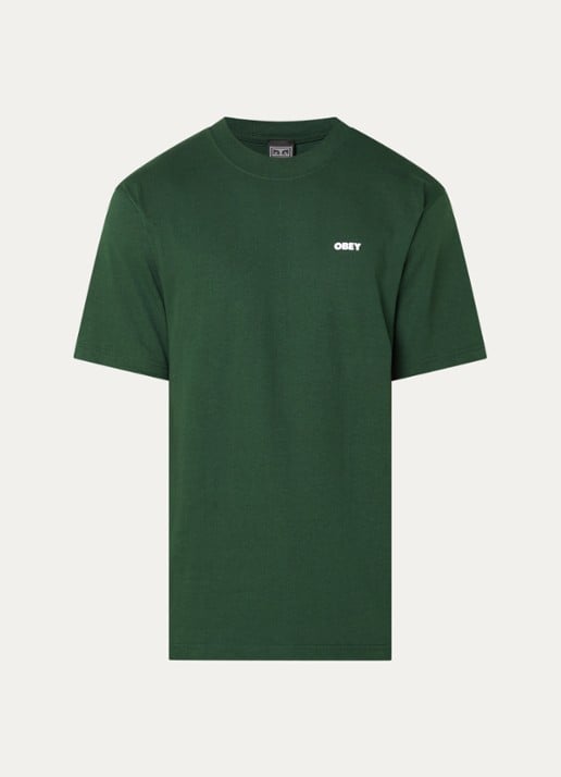 Obey Quarter Eye T-shirt met logoprint - voorkant 3 donkergroen
