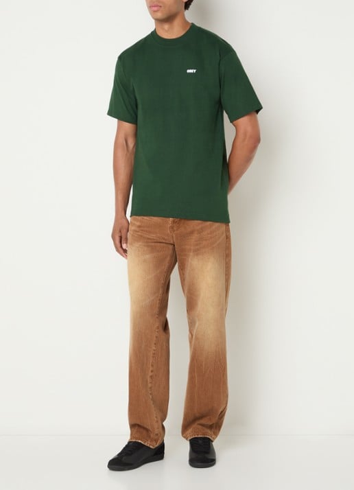 Obey Quarter Eye T-shirt met logoprint - voorkant 4 donkergroen