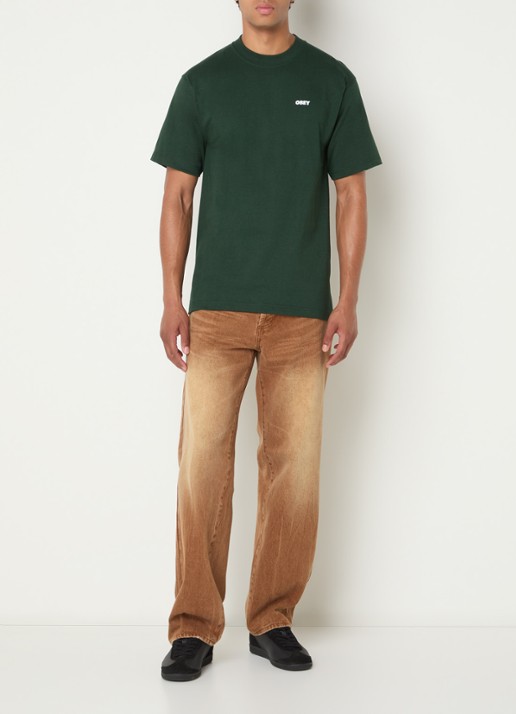 Obey Quarter Eye T-shirt met logoprint - voorkant 3 donkergroen