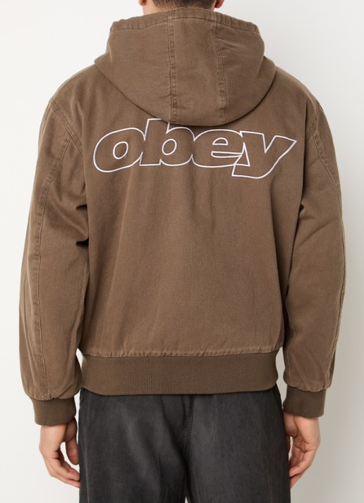 Obey Randy gewatteerd jack met logo- en backprint - achterkant 5 bruin