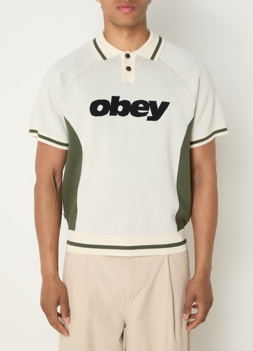 Obey Regular fit fijngebreide polo met logo