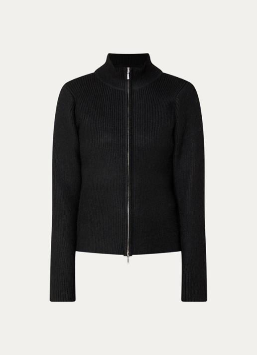 Obey Ribgebreid vest met ritssluiting - voorkant 3 zwart