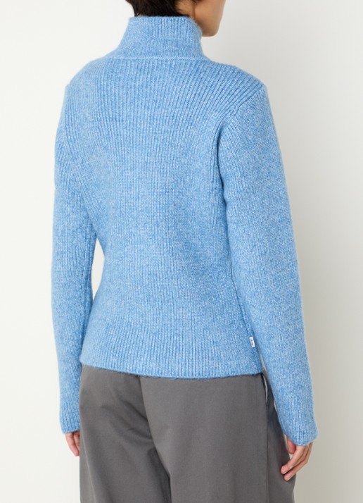 Obey Ribgebreid vest met ritssluiting - achterkant blauw