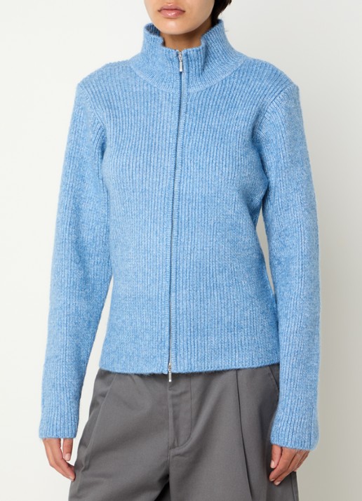 Obey Ribgebreid vest met ritssluiting - detail 4 blauw