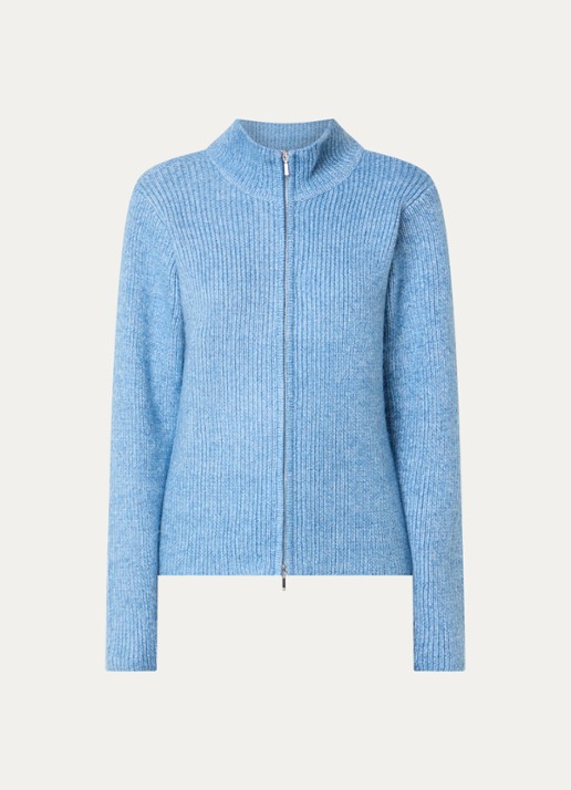 Obey Ribgebreid vest met ritssluiting - voorkant 2 blauw