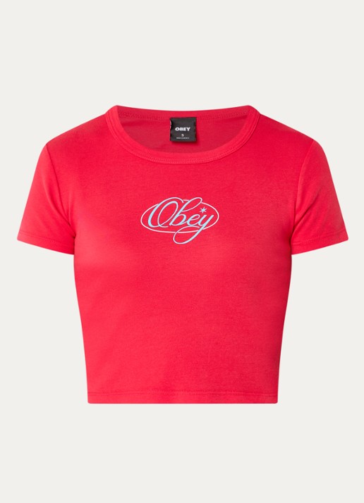 Obey Scripty T-shirt met logo - voorkant 2 rood