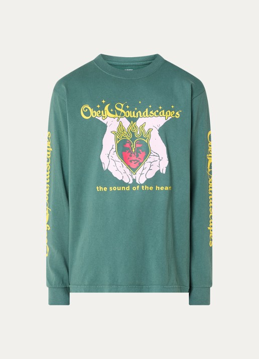 Obey Soundscapes T-shirt met print - voorkant 2 donkergroen