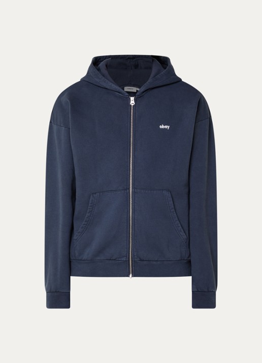 Obey Sweatvest met logo en steekzakken - voorkant 4 donkerblauw