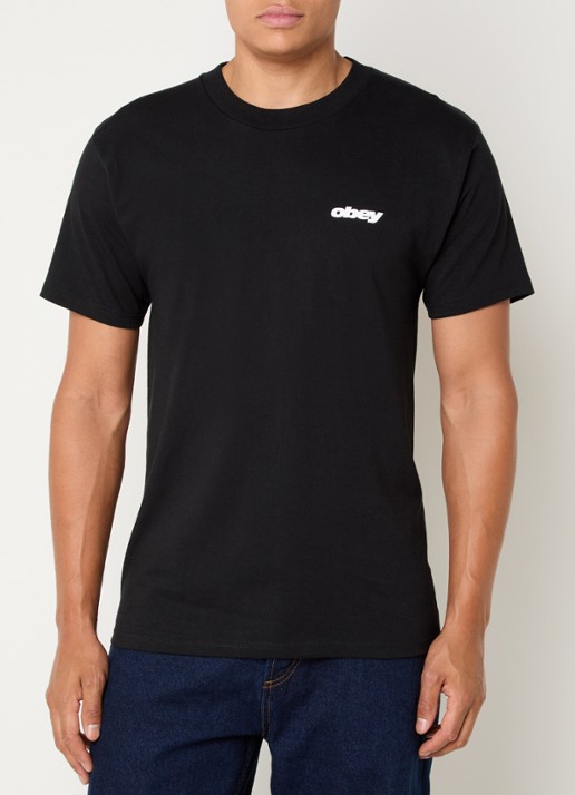 Obey T-shirt met logo en backprint - achterkant 4 zwart