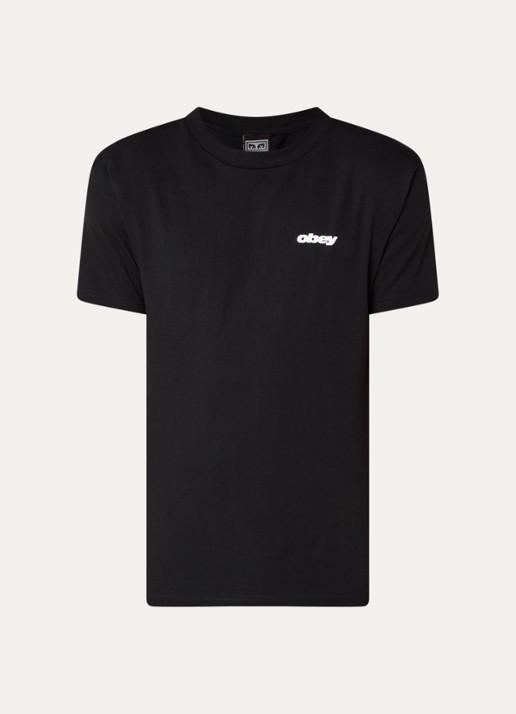 Obey T-shirt met logo en backprint - voorkant zwart