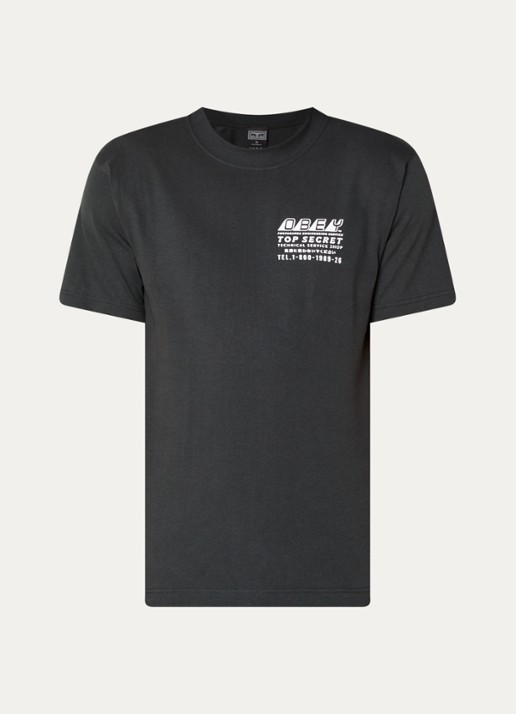 Obey Top Secret T-shirt met front- en backprint - voorkant 2 antraciet