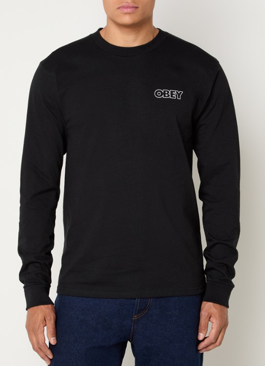 Obey Treble long sleeve met logo- en backprint - achterkant 4 zwart