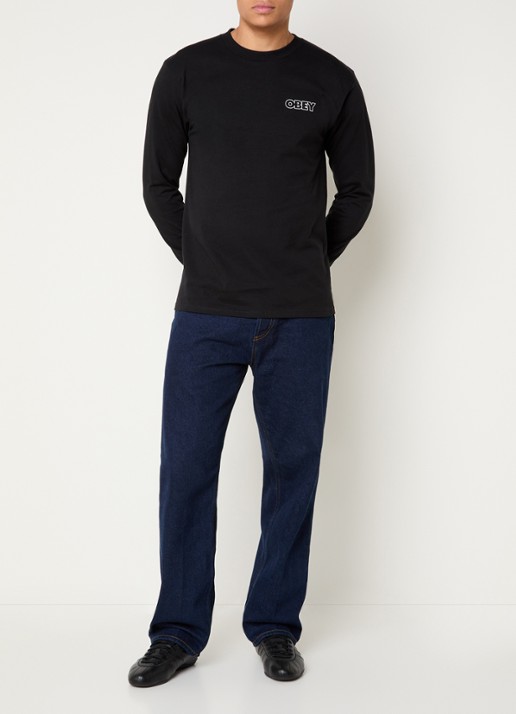 Obey Treble long sleeve met logo- en backprint - voorkant 2 zwart