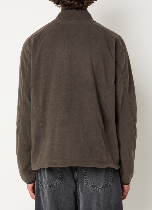 Obey Vetta pullover van fleece met halve rits - achterkant 4 olijfgroen