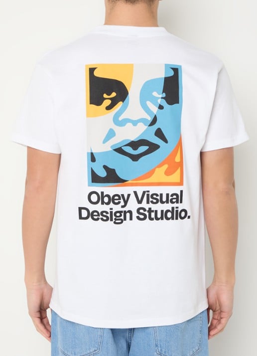 Obey Visual Design T-shirt met logo- en backprint