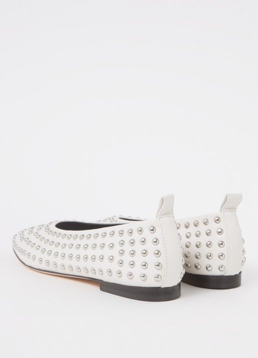Odare Alba ballerina van leer met studs - achterkant 4 gebroken wit