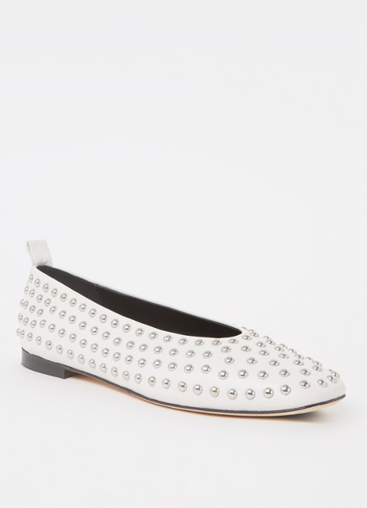 Odare Alba ballerina van leer met studs - voorkant 5 gebroken wit