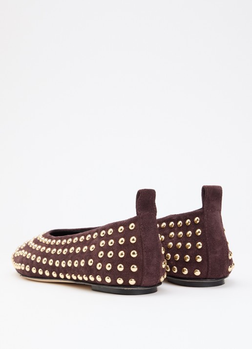 Odare Alba Sensory ballerina van suède met studs - achterkant 5 donkerbruin