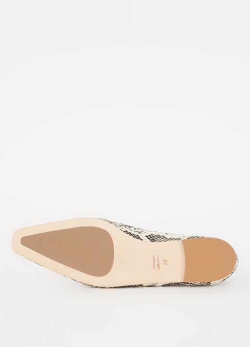 Odare Bilboa ballerina van leer met slangenprint - detail 4 gebroken wit