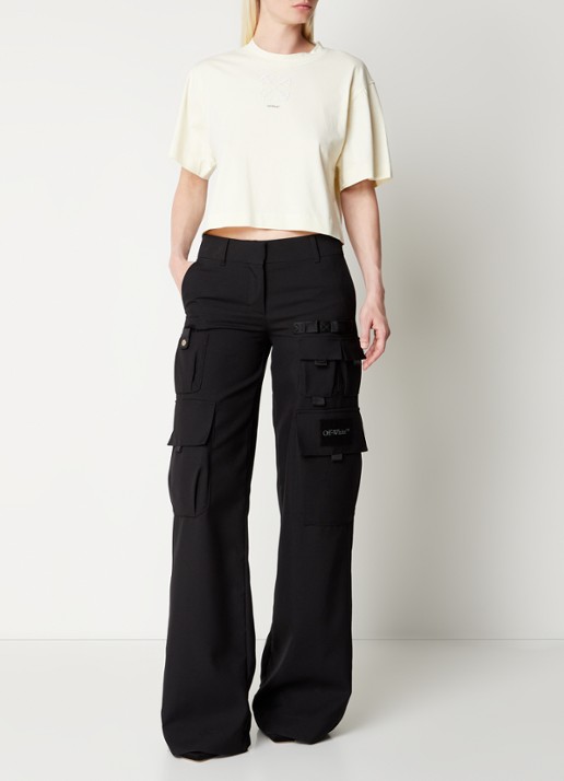 Off-White Arrow cropped T-shirt met logo - voorkant 5 ivoor