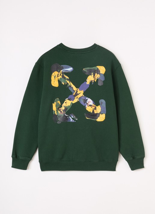 Off-White Arrow sweater met logo- en backprint - voorkant 3 donkergroen