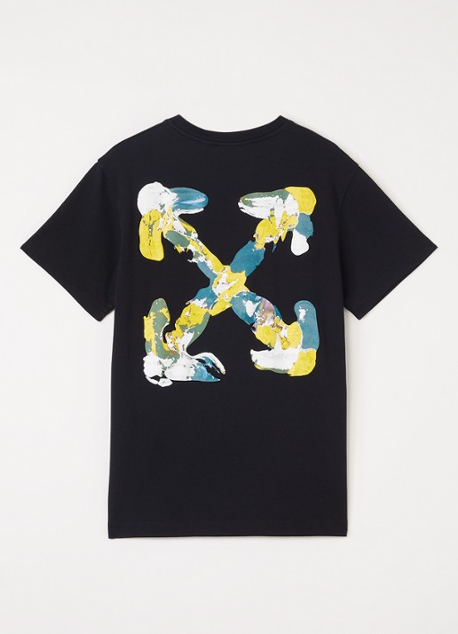 Off-White Arrow T-shirt met logo- en backprint - voorkant 2 zwart