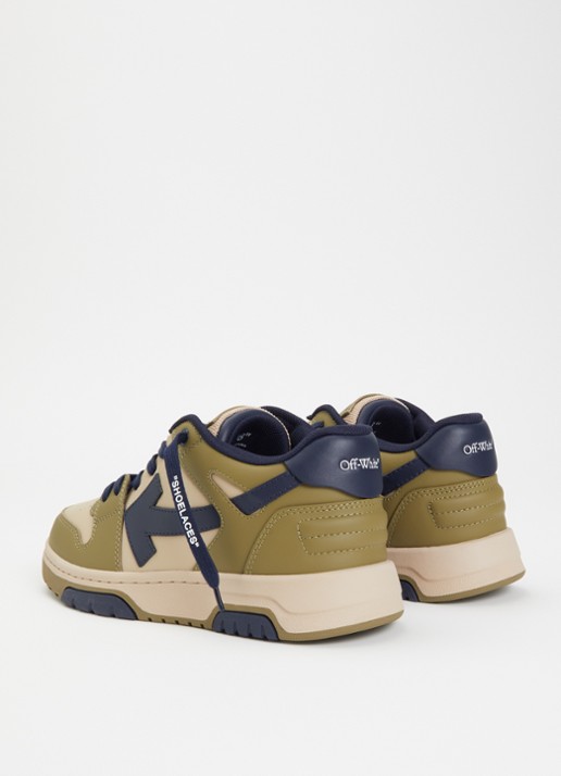 Off-White B-Out Of Office sneaker van leer  - achterkant 3 legergroen